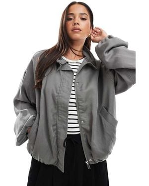 ASOS Washed Ruched Funnel Neck Jacket - Black