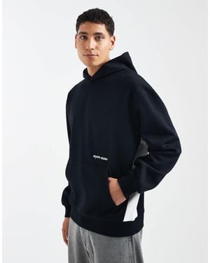 ASOS Relaxed Printed Hoodie With Side Panels - Blue