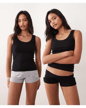 ASOS Pack De 2 Pantalones Cortos De Pijama De Estilo Bóxer Mix & Match De - Negro