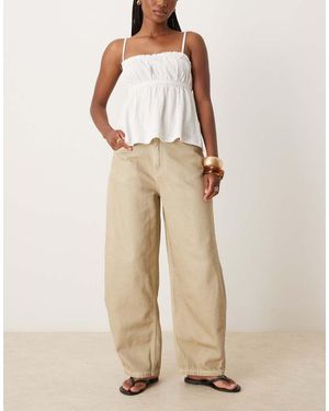 ASOS High Waisted Barrel Leg Jeans - Natural