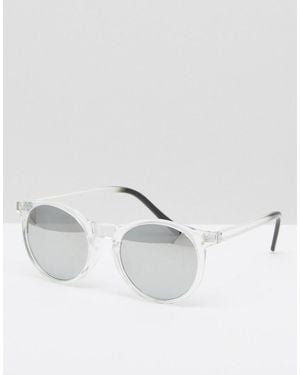 Pieces Round Sunglasses With Clear Frame And Mirror Lens - Multicolour