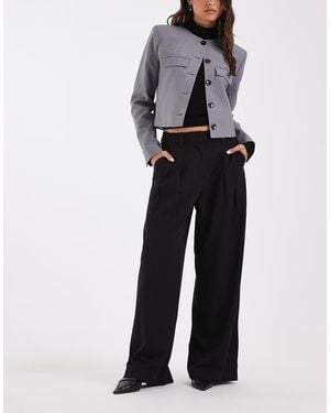 ONLY Wide Leg Tailored Trousers With Pleat Detail - Grey