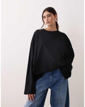 ARRANGE Cotton Oversized Long Sleeve T-shirt - Black