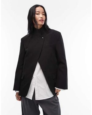 ASOS Funnel Neck Wrap Blazer - Blue