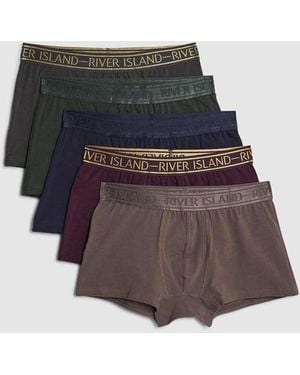 River Island Multicoloured Pack Of 5 Underwear Trunks