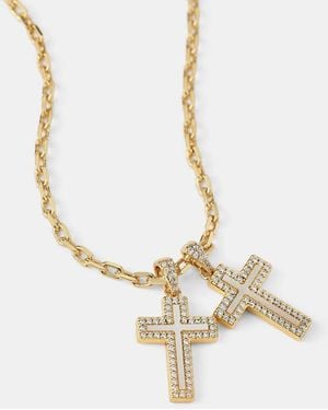 CERNUCCI Mother Of Pearl Double Cross 15Mm Necklace - Metallic
