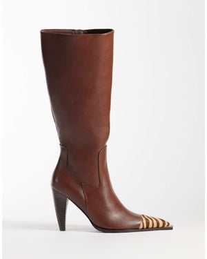 ASOS Cairo Toe Cap Western Knee Boots - Brown