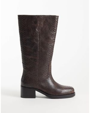 Bronx Ky-ley bottes cavalières montantes au genou effet serpent couleur coffee bean - Marron
