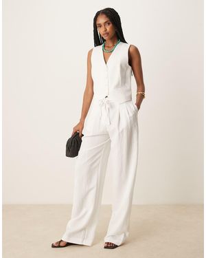Mango Straight Leg Light Weight Tie Waist Detail Trouser Co-Ord - Natural
