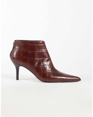 ASOS River bottines à talons à bout pointu en cuir premium effet croco - Marron
