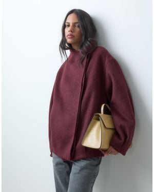 ASOS Short Formal Waterfall Coat With Wool - Purple