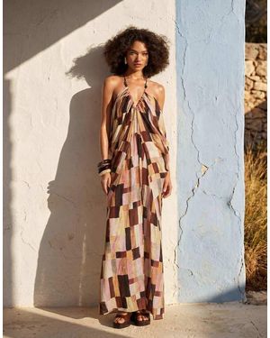 TOPSHOP Vestido Largo Estilo Blusón Con Y Cuentas En La Espalda - Multicolor