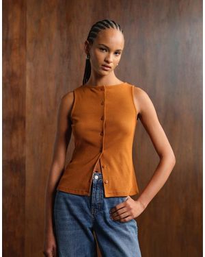 ASOS Wide Neck Button Through Tank Top - Blue