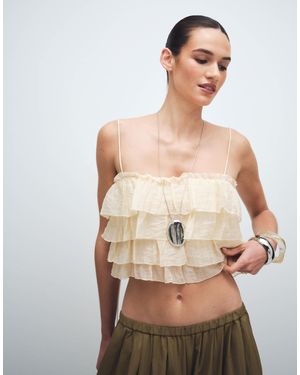 Mango Crinkle Tiered Cami Top - Multicolor