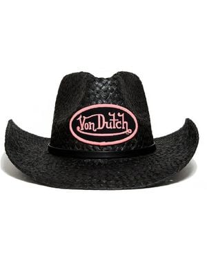 Von Dutch Straw Cowboy Hat - Black