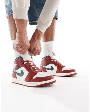 Nike Zapatillas De Deporte Rojas Y Verdes Air Jordan 1 Mid De - Blanco