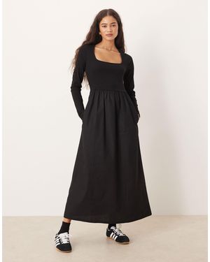 Threadbare – langärmliges midikleid - Schwarz