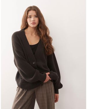 Monki Gilet oversize long en maille - anthracite - Noir