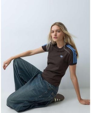 adidas Originals Camiseta Entallada De 3 Rayas En Y Azul