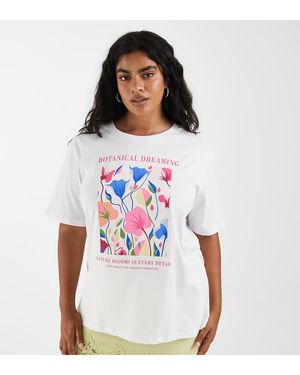 ONLY Camiseta Blanca Extragrande Con Estampado Gráfico De Florero-Blanco
