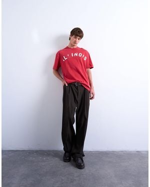 TOPMAN Oversized T-shirt With Illinois Front And Back Print - Red