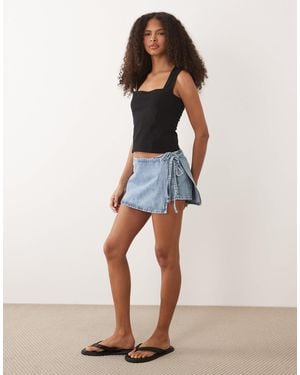 Mango Teen 100% Cotton Denim Mini Skort - Natural