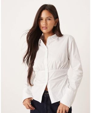 ASOS Fitted Ruched Shirt - Natural