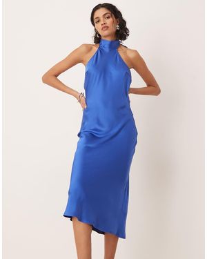 Pretty Lavish Raleigh Cowl Back Midaxi Satin Dress - Blue