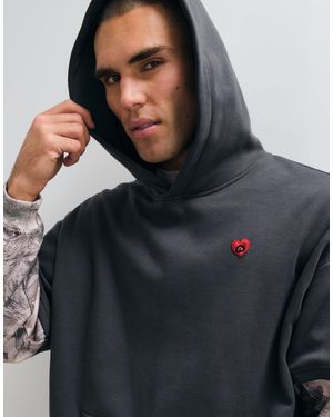 AELFRIC EDEN Oversized Contrast Camo Pull On Hoodie - Blue