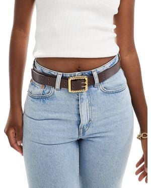 ASOS Bevelled Buckled Waist And Hip Jeans Belt - Blue