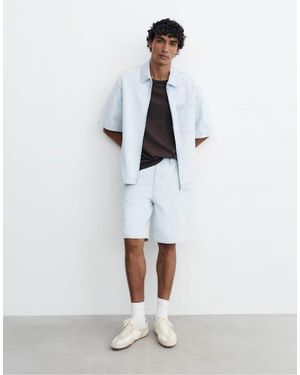 Pull&Bear Standaard Bermudashort Van Jacquard Denim - Wit