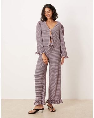 ASOS Wide Leg Trouser With Frill Hem Co-ord - Pink