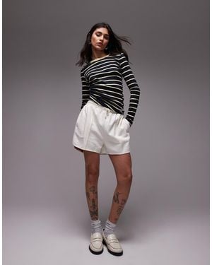 TOPSHOP Pintuck Joggers Fabric Shorts - Grey