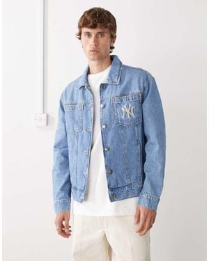 KTZ Ny Yankees Denim Trucker Jacket Im Midwash - Blue