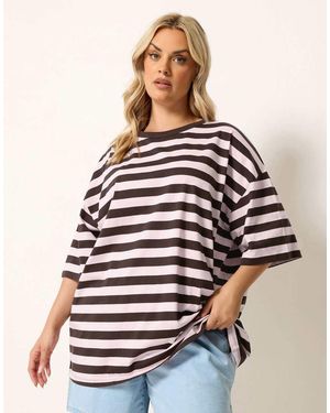 Yours Clothing Boxy Stripe T-Shirt - White