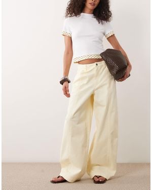 ASOS Barrel Pants With Washed Effect - Natural