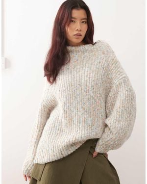 Monki Chunky Knit Turtle Neck Jumper - Natural
