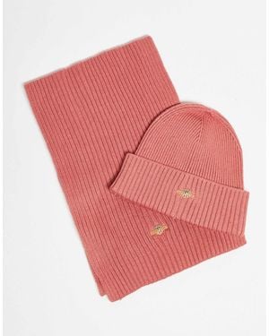 GANT Coffret cadeau avec bonnet et écharpe en maille torsadée - abricot - Rose