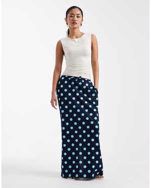 Threadbare Falda Larga Con Estampado De Lunares Azules De Punto Liso De