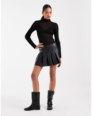 ASOS Tailored Faux Leather Pleated Mini Skirt - Black