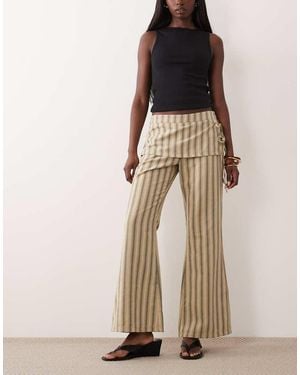 Lioness Alpine Skirt Tie Detail Flared Trousers - Natural