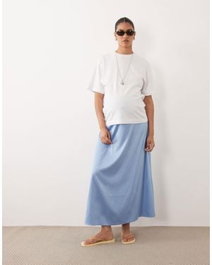 Mama.licious Mamalicious maternity – umstands-midirock aus satin - Blau