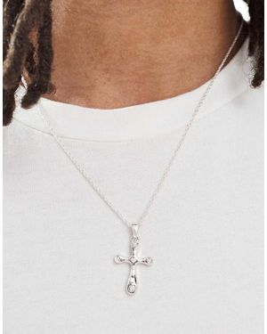 ASOS Collar Con Colgante De Cruz Efecto Fundido De - Blanco