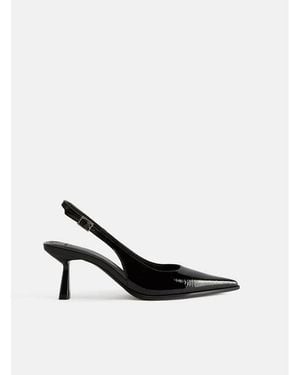 Bershka Kitten Heel Slingback Shoes - White