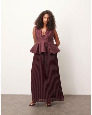 ARRANGE Curve Structured Waisted Maxi Dress With Contrast Pleated Skirt