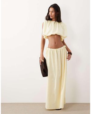 4th & Reckless Maxi-Rok Met Strikdetail - Naturel