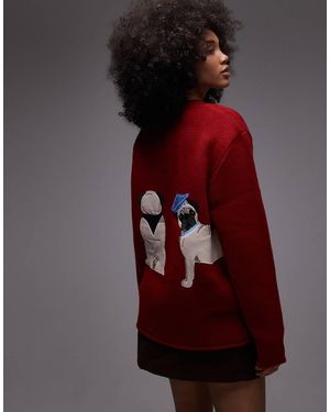 House Of Sunny Puppy Love Crew Neck Jumper - Red