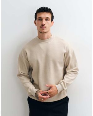 Only & Sons Textured Crew Neck Knit Jumper - Natural