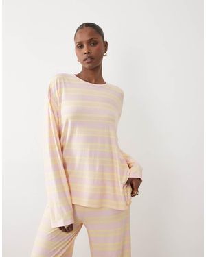 Kaiia Super Soft Jersey Crew Neck Oversized Long Sleeve Top Co-ord - Pink