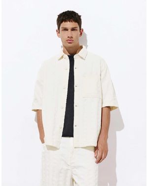 Pull&Bear Chemise en jacquard - beige - Blanc